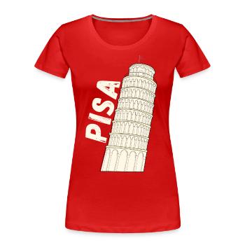 Pise Florence La Tour penchée de Pise Souvenir - T-shirt bio Premium Femme - rouge - Devant - Mia (176cm)