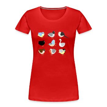 Oiseaux dans notre jardin - T-shirt bio Premium Femme - rouge - Devant - Mia (176cm)