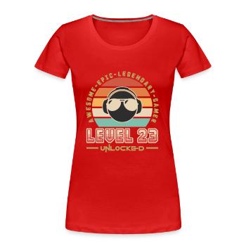Level 23 - T-shirt bio Premium Femme - rouge - Devant - Mia (176cm)