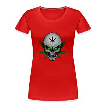 Hanf Totenkopf 003 - Frauen Premium Bio T-Shirt - Rot - Vorne - Mia (176cm)