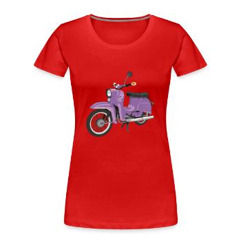 Schwalbe in Flieder - Frauen Premium Bio T-Shirt - Rot - Vorne - Mia (176cm)
