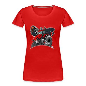 TRACTOR bordure blanche - T-shirt bio Premium Femme - rouge - Devant - Mia (176cm)