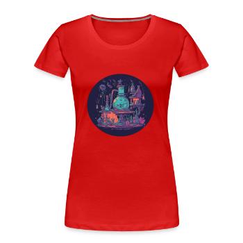 Magical Alchemist Laboratory with Fillets, Bottles - Women's Premium Organic T-Shirt - red - Front - Mia (176cm)