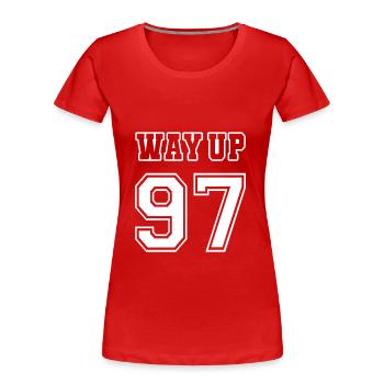 Way Up 97 Jahrgang Geburtstag Jubiläum 1997 - Frauen Premium Bio T-Shirt - Rot - Vorne - Mia (176cm)