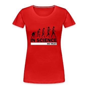 Evolution de la science - T-shirt bio Premium Femme - rouge - Devant - Mia (176cm)