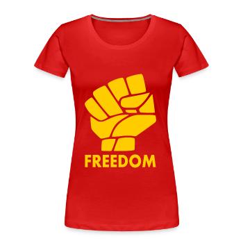 Freiheit - Frauen Premium Bio T-Shirt - Rot - Vorne - Mia (176cm)