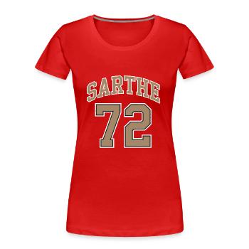 Sarthe 72 - T-shirt bio Premium Femme - rouge - Devant - Mia (176cm)