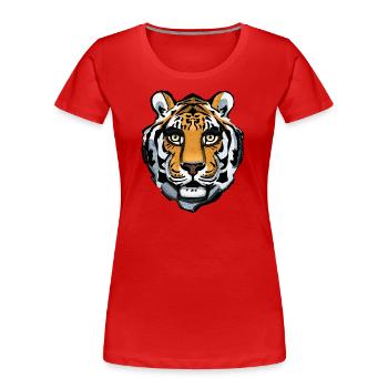 tiger portrait - Women's Premium Organic T-Shirt - red - Front - Mia (176cm)