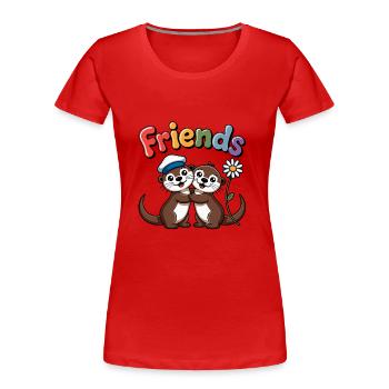 Zwei Otter Fischotter sind Freude und Buddys - Frauen Premium Bio T-Shirt - Rot - Vorne - Mia (176cm)
