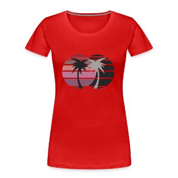 Palmen im Retro-Style - Frauen Premium Bio T-Shirt - Rot - Vorne - Mia (176cm)