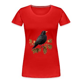 Merle - T-shirt bio Premium Femme - rouge - Devant - Mia (176cm)