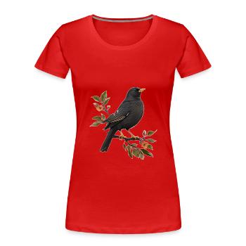 Merle - T-shirt bio Premium Femme - rouge - Devant - Mia (176cm)