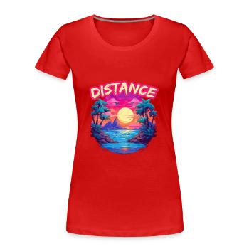 Distance für Strand Urlauber - Frauen Premium Bio T-Shirt - Rot - Vorne - Mia (176cm)