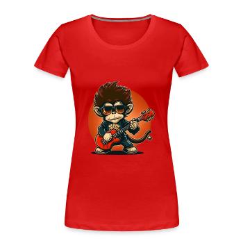 Affe Schimpanse spielt Acousitc Rock Gitarre - Frauen Premium Bio T-Shirt - Rot - Vorne - Mia (176cm)