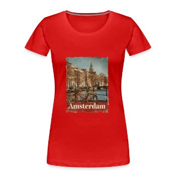 Vintage Amsterdam Kanal Niederlande Holland - Frauen Premium Bio T-Shirt - Rot - Vorne - Mia (176cm)