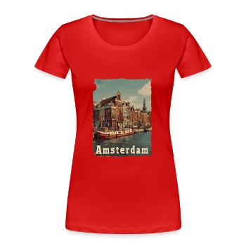 Vintage Amsterdam Kanal Niederlande Holland - Frauen Premium Bio T-Shirt - Rot - Vorne - Mia (176cm)
