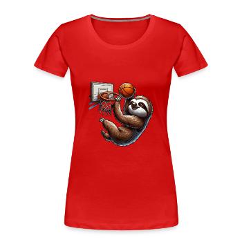 Lustiges Faultier spielt Basketball für - Frauen Premium Bio T-Shirt - Rot - Vorne - Mia (176cm)