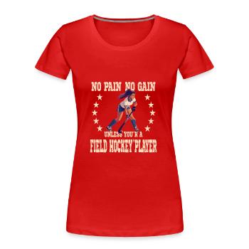 Frauen Feldhockey Feldhockeyspielerin - Frauen Premium Bio T-Shirt - Rot - Vorne - Mia (176cm)