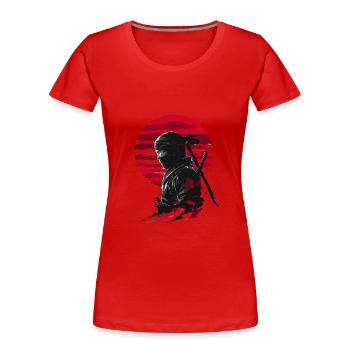 Mysteriöser Ninja-Krieger roten Sonnenuntergang - Frauen Premium Bio T-Shirt - Rot - Vorne - Mia (176cm)