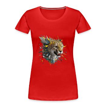 Leopard Raubkatze - Frauen Premium Bio T-Shirt - Rot - Vorne - Mia (176cm)