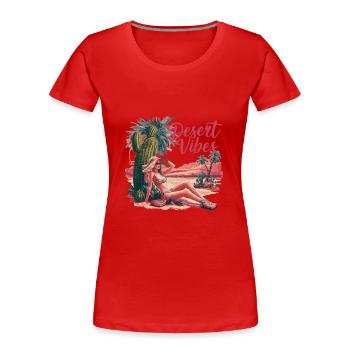 Sonnenuntergang Desert Vibes Urlaub Abenteuer - Frauen Premium Bio T-Shirt - Rot - Vorne - Mia (176cm)