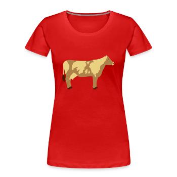 Cow 4 - Women's Premium Organic T-Shirt - red - Front - Mia (176cm)