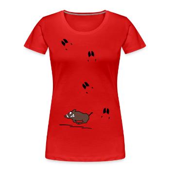 Wildschwein mit Spuren - Frauen Premium Bio T-Shirt - Rot - Vorne - Mia (176cm)