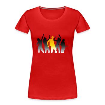 Tanzende Menschen auf einer Party - Frauen Premium Bio T-Shirt - Rot - Vorne - Mia (176cm)