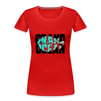 Grand océan - T-shirt bio Premium Femme - rouge - Devant - Mia (176cm)