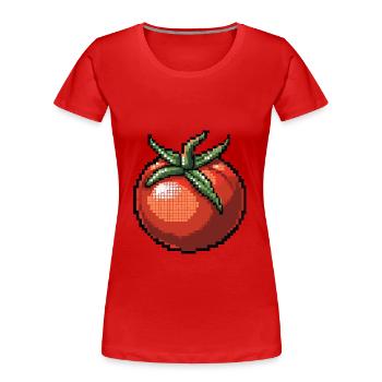Icône pixel tomate - T-shirt bio Premium Femme - rouge - Devant - Mia (176cm)