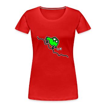 Grünes Auto, das einen Hügel hinauffährt - Frauen Premium Bio T-Shirt - Rot - Vorne - Mia (176cm)