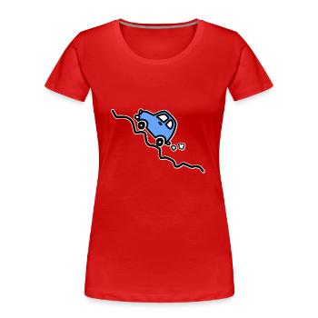 Blaues Auto, das einen Hügel hinauffährt - Frauen Premium Bio T-Shirt - Rot - Vorne - Mia (176cm)