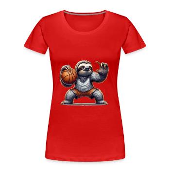 Lustiges Faultier spielt Basketball für - Frauen Premium Bio T-Shirt - Rot - Vorne - Mia (176cm)