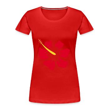 Blume rot rote Blumen rot rote Blumen Hibiskus - Frauen Premium Bio T-Shirt - Rot - Vorne - Mia (176cm)