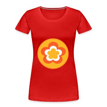 70s Flower Pattern - Women's Premium Organic T-Shirt - red - Front - Mia (176cm)