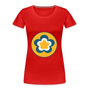 70s Flower Pattern - Women's Premium Organic T-Shirt - red - Front - Mia (176cm)