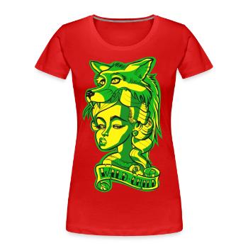 Wild Child Tattoo / Tätowierung Edgy - Frauen Premium Bio T-Shirt - Rot - Vorne - Mia (176cm)