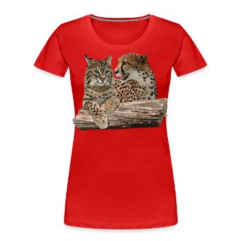 Lynx and Cheetah - Women's Premium Organic T-Shirt - red - Front - Mia (176cm)