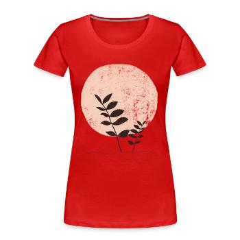 Boho-Sonnenblätter, abstraktes Beige - Frauen Premium Bio T-Shirt - Rot - Vorne - Mia (176cm)