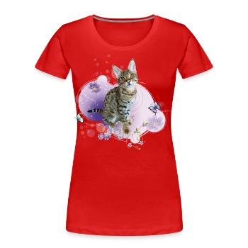 Tabby - Frauen Premium Bio T-Shirt - Rot - Vorne - Mia (176cm)
