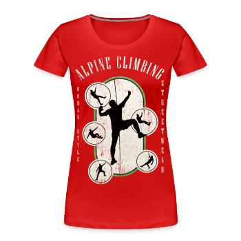 Escalade alpine Escalade Escalade Montagne Nature - T-shirt bio Premium Femme - rouge - Devant - Mia (176cm)