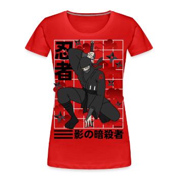 Ninja Japan - the stealth shadow - Women's Premium Organic T-Shirt - red - Front - Mia (176cm)