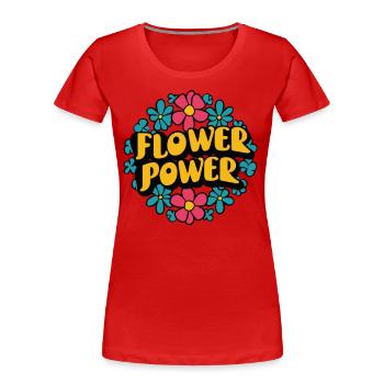 Flower Power 1960 & 1970 Rétro des années 60 des années 70 Groovy - T-shirt bio Premium Femme - rouge - Devant - Mia (176cm)