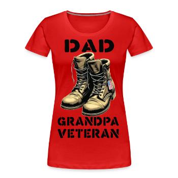 Stolzer Papa Opa Veteran Stiefel Patriotisch USA - Frauen Premium Bio T-Shirt - Rot - Vorne - Mia (176cm)