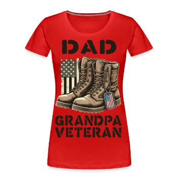 Stolzer Papa Opa Veteran Stiefel Patriotisch USA - Frauen Premium Bio T-Shirt - Rot - Vorne - Mia (176cm)