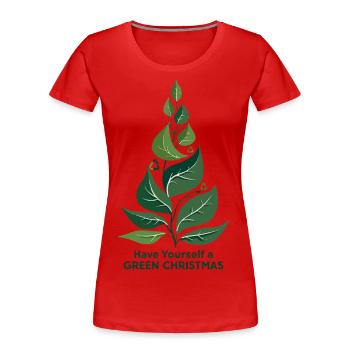 Sapin de Noël vert écologique - T-shirt bio Premium Femme - rouge - Devant - Mia (176cm)