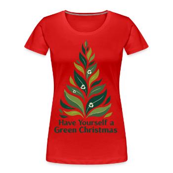 Sapin de Noël vert écologique - T-shirt bio Premium Femme - rouge - Devant - Mia (176cm)