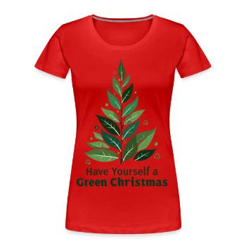 Sapin de Noël vert écologique - T-shirt bio Premium Femme - rouge - Devant - Mia (176cm)
