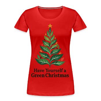 Sapin de Noël vert écologique - T-shirt bio Premium Femme - rouge - Devant - Mia (176cm)