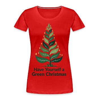 Sapin de Noël vert écologique - T-shirt bio Premium Femme - rouge - Devant - Mia (176cm)